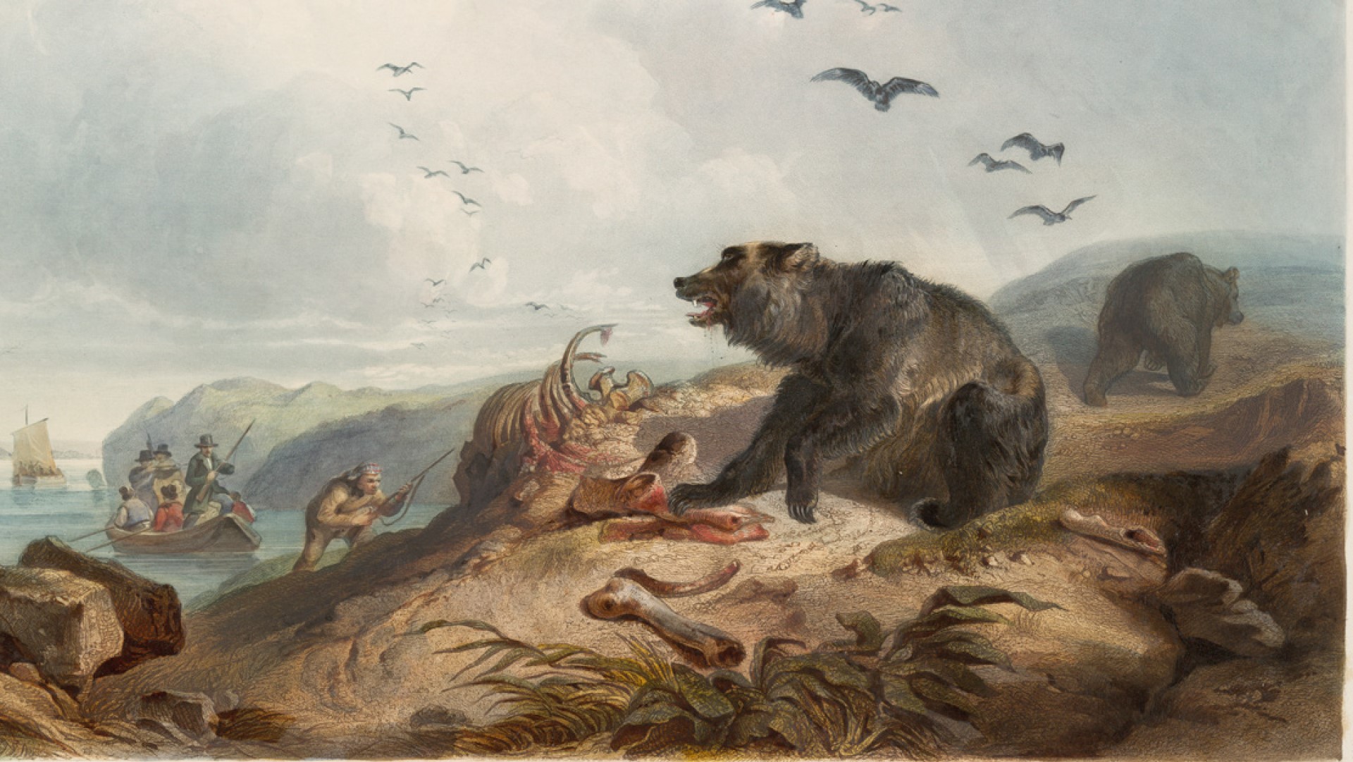 Hunting Of The Grizzly Karl Bodmer Public Domain